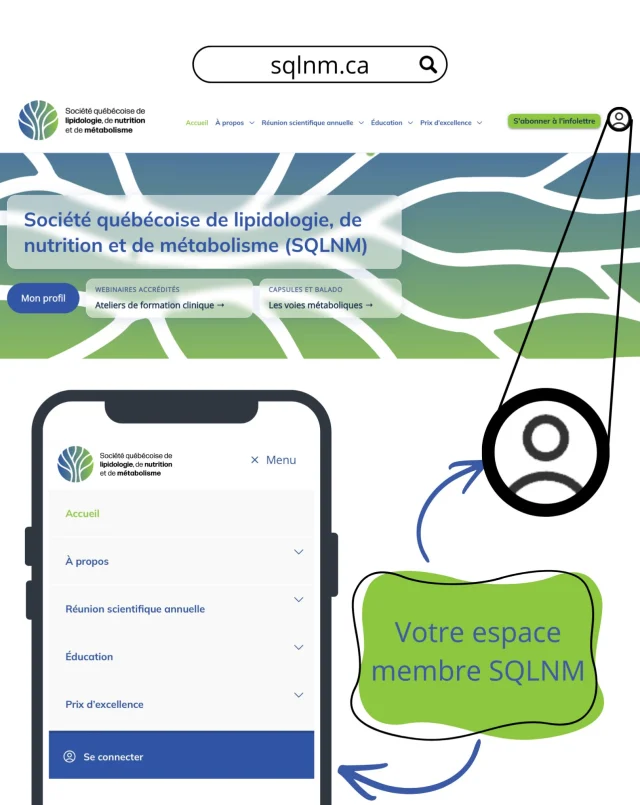 La SQLNM a maintenant son propre espace membre!
En vous rendant sur le site de la SQLNM, vous trouverez dans le menu un bouton vous permettant d’accéder à votre espace membre. Une fois connecté, vous y verrez deux onglets : Mon profil, qui correspond à vos informations personnelles, et Mes activités, où vous trouverez vos inscriptions à vos prochaines formations ainsi que l’historique de vos formations, accompagné des attestations de participation.
 
L’objectif est de centraliser l’ensemble des activités sur une même plateforme afin de faciliter l’inscription aux webinaires ainsi que l’accès aux attestations de participation.
 
Les ateliers de formation clinique, tout comme les webinaires Les voies métaboliques, reprendront dès l’automne. Ne tardez donc pas à créer votre espace membre!