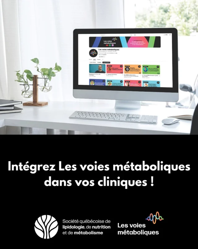 Intégrez Les voies métaboliques dans vos cliniques !
Nous avons créé un dépliant qui réfère directement à notre chaîne de vulgarisation des sciences de la nutrition et de la prévention des maladies cardiométaboliques.
Il s’agit d’un outil auquel vous pouvez référer votre clientèle ou votre patientèle.
Vous désirez intégrer nos dépliants à votre clinique?
Écrivez-nous en privé ou au SQLNM@inaf.ulaval.ca